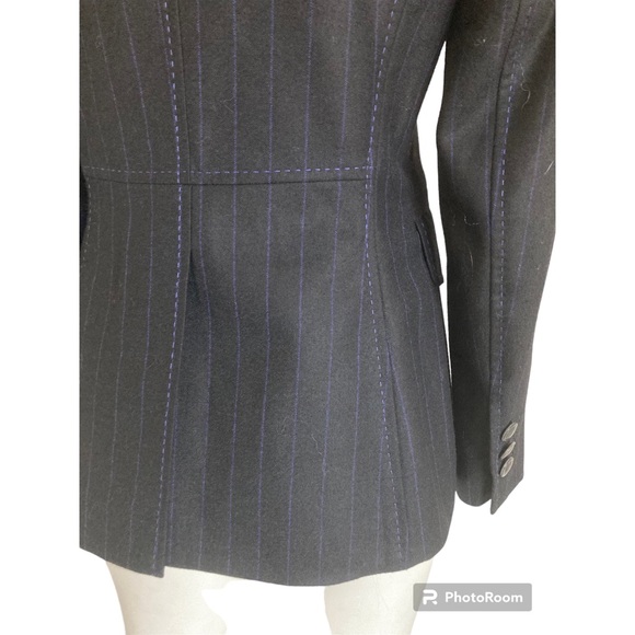 Escada Black Pinstripe 2 button Wool Blazer Jacket Sz 34 4 Excellent! - Picture 6 of 10